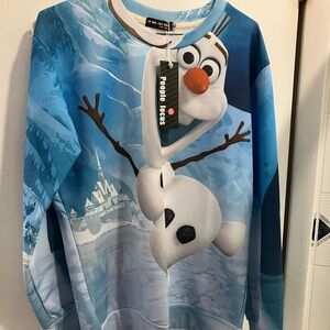 People focus brand disneys frozen all over print olaf character sweater shirt XL